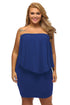 Plus Size Multiple Dressing Layered Blue Mini Dress